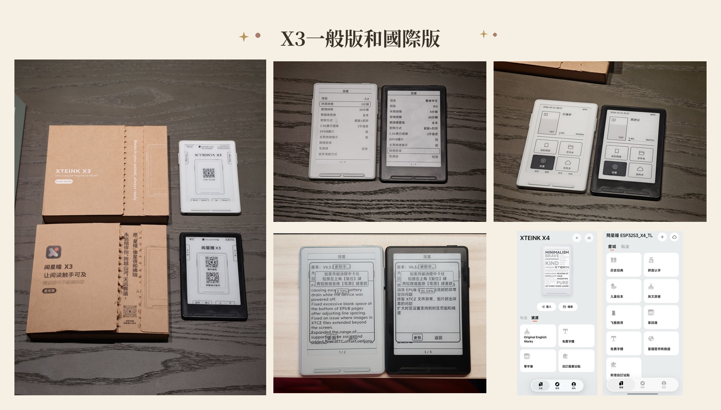 X3 一般版與國際版的包裝、設定畫面與 App 截圖對比